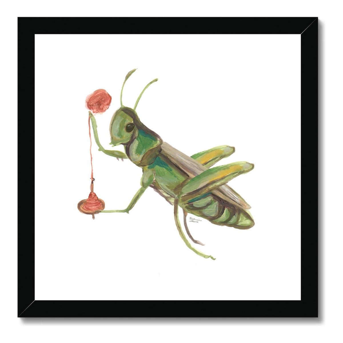 Spinning Grasshopper Framed Illustration Print