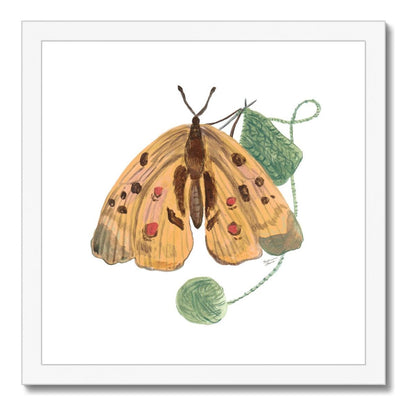 Knitting Butterfly Framed Illustration Print 12x12