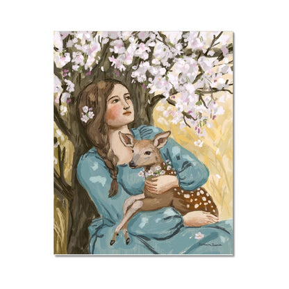 Cherry Blossom Fawn Paper Print
