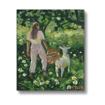 Picnic with Goat Canvas Print 10"x12"
