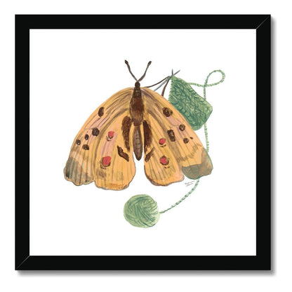 Knitting Butterfly Framed Illustration Print 12x12