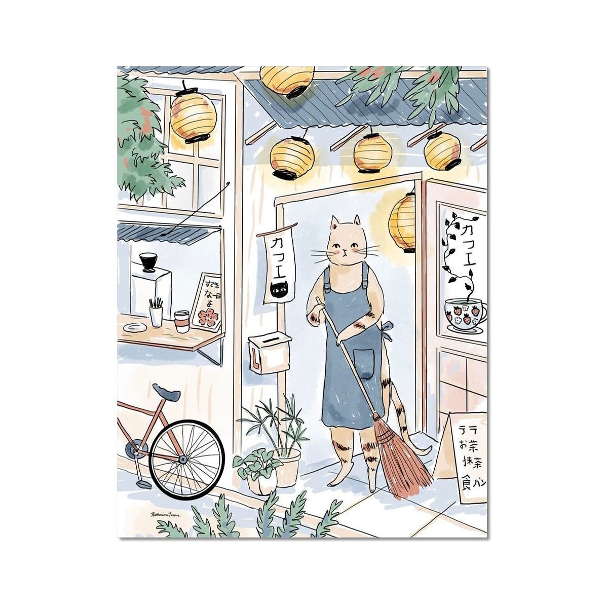 Cafe Cat Paper Print