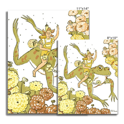 Frog and Flower Seeds Paper Print