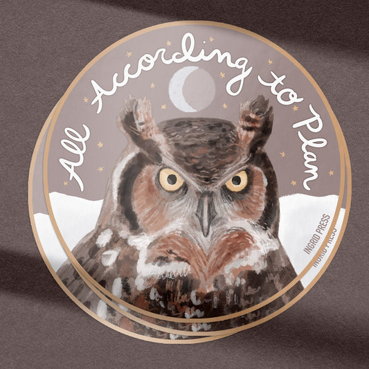 According to Plan Owl Die-Cut Sticker