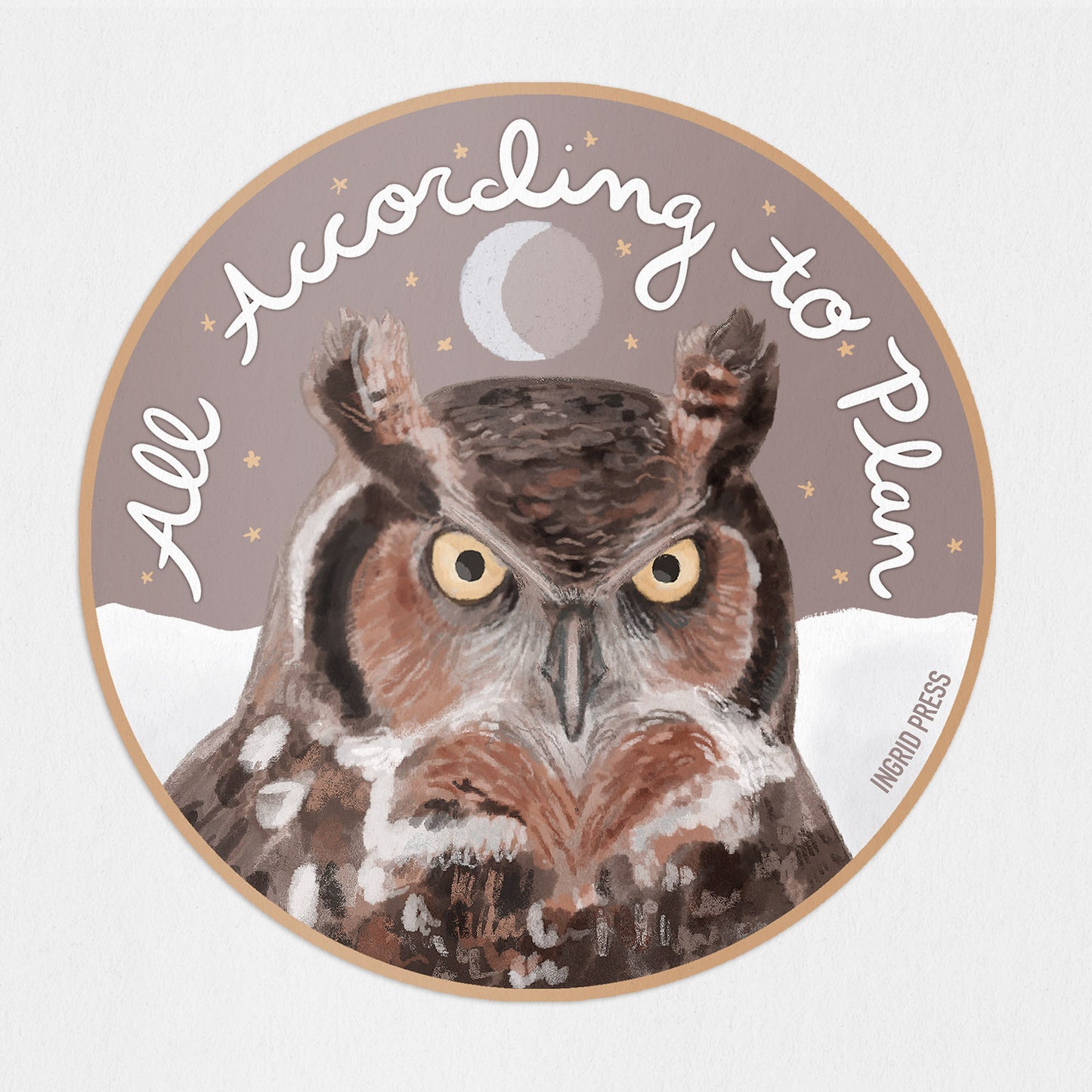 According to Plan Owl Die-Cut Sticker