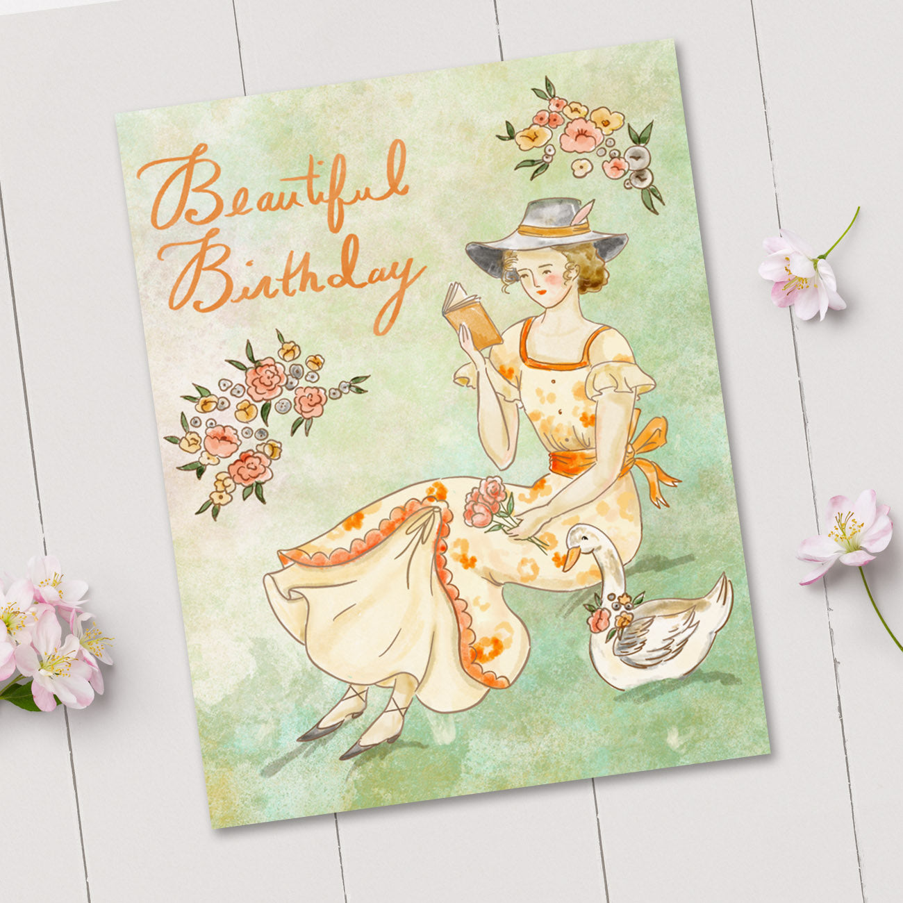 Birthday Lady and Duck Card BD-116