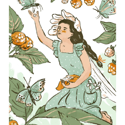 Berries and Butterflies Paper Print