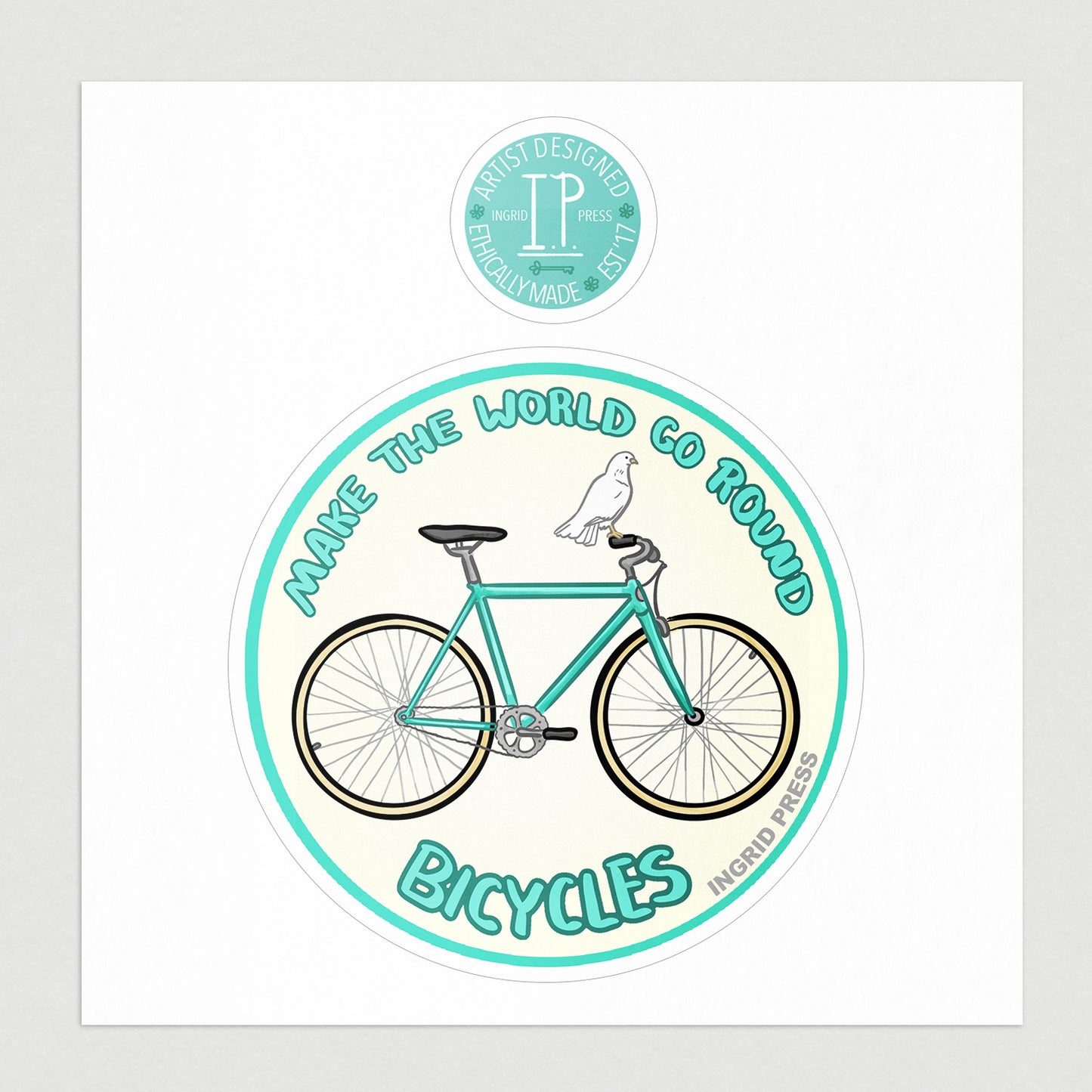 Bikes Make the World Go Round Die-Cut Sticker