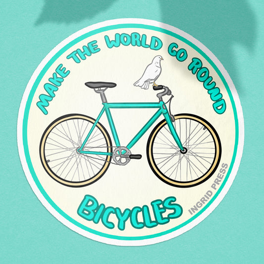 Bikes Make the World Go Round Die-Cut Sticker
