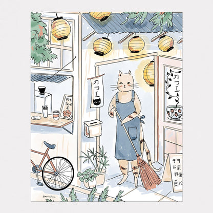Cafe Cat Paper Print