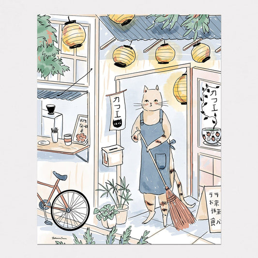 Cafe Cat Paper Print