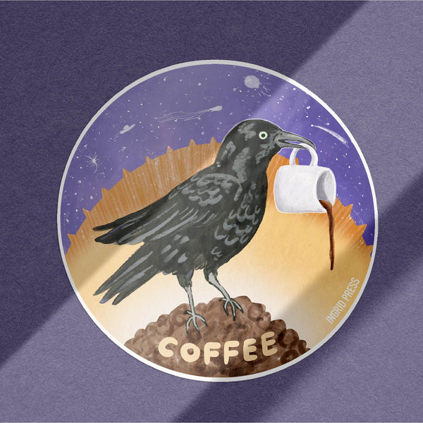 Cosmic Coffee Raven Sticker