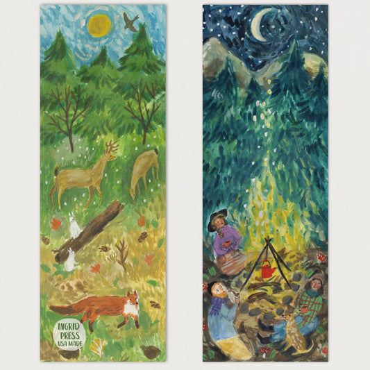 Forest Campfire Double-Sided Bookmark