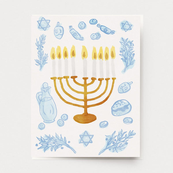 Glowing Menorah Card H-115