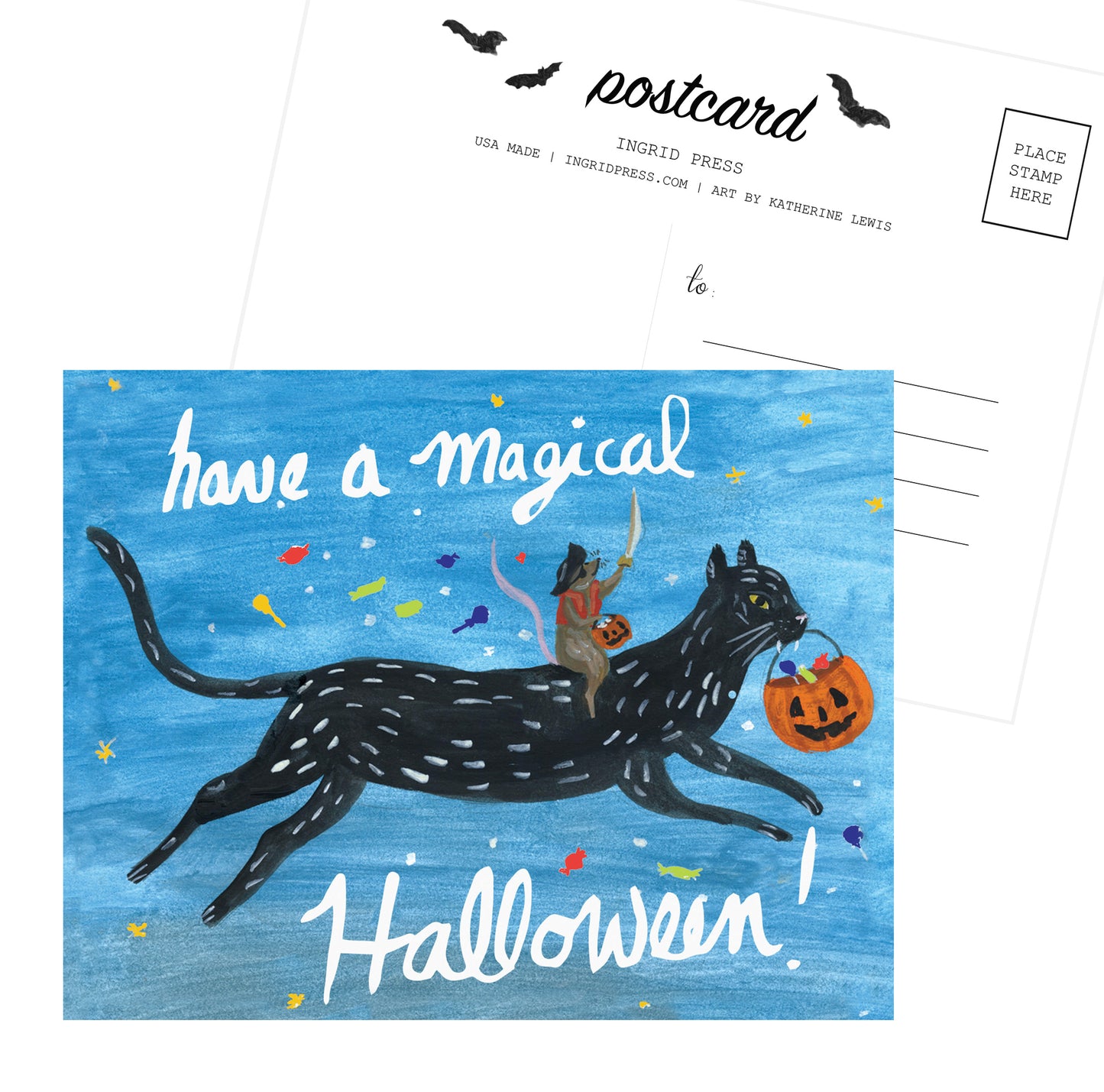 Halloween Cat 10 Postcards HA-101-P