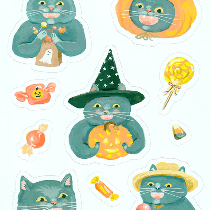 Halloween Cat Sticker Sheet
