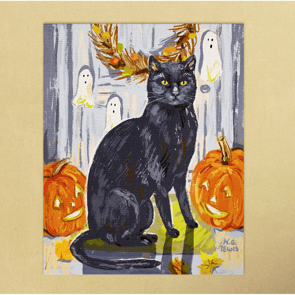 Halloween Door Cat Mini Canvas 8x10