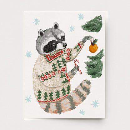 Holiday Raccoon Card H-117