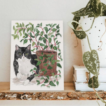 Houseplant Cat Card