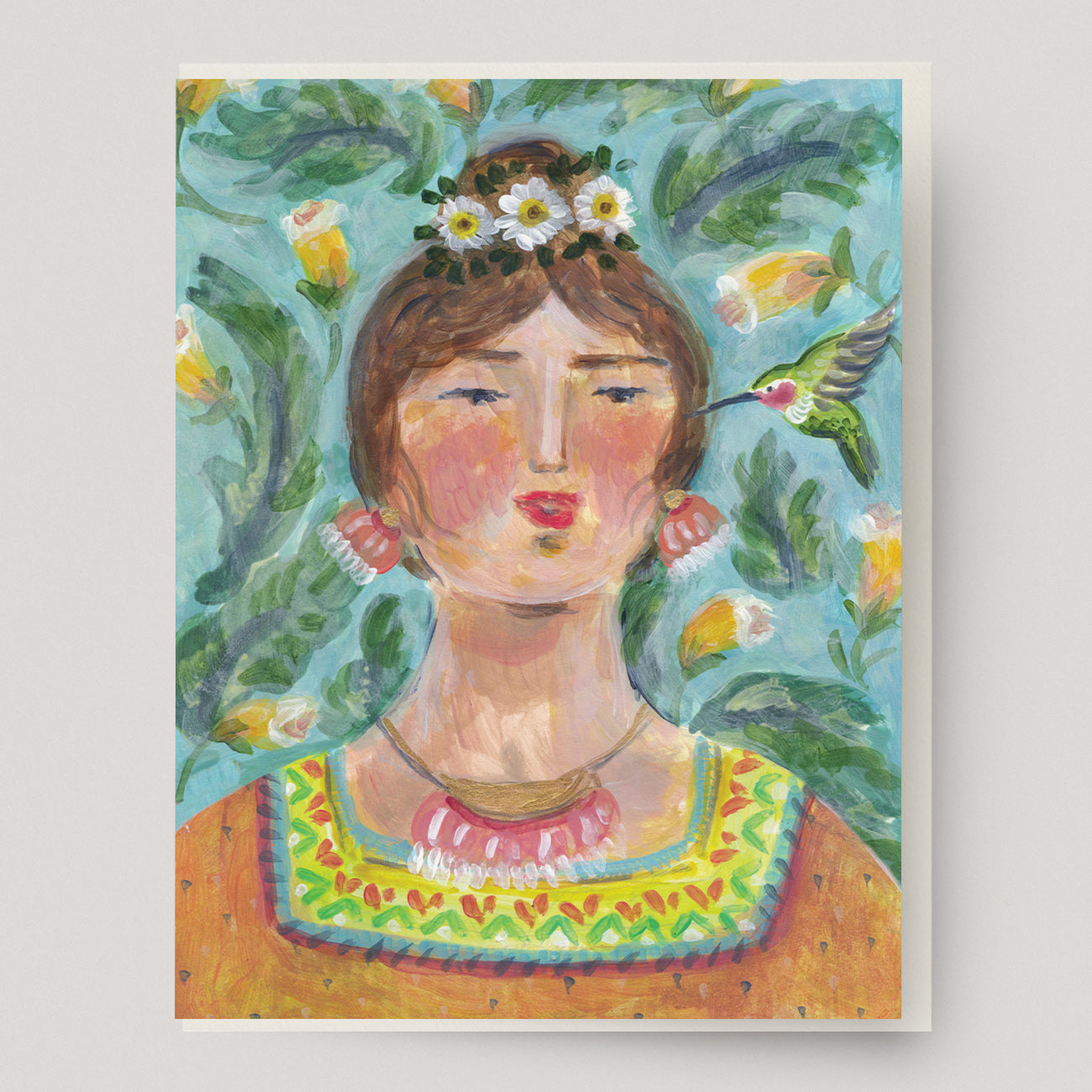 Hummingbird Woman Card