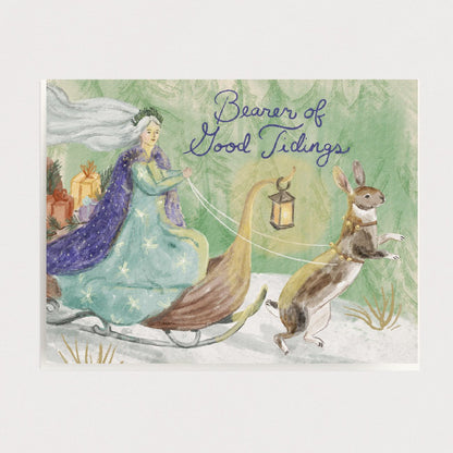 Rabbit Sleigh Card H-120