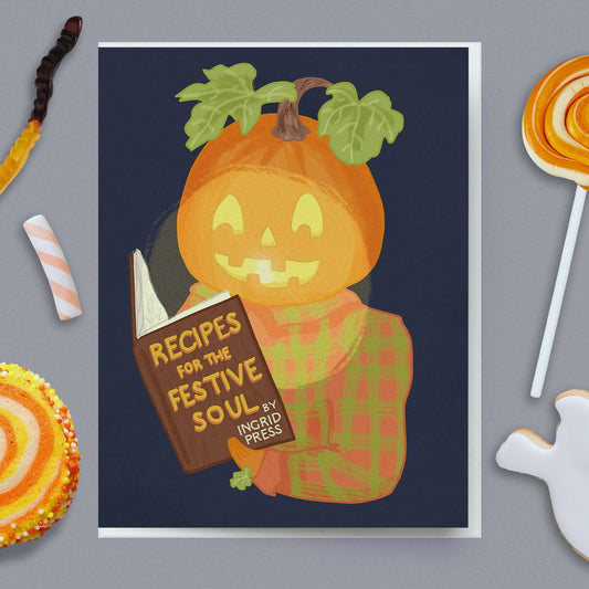 Reading Pumpkin Card HA-108