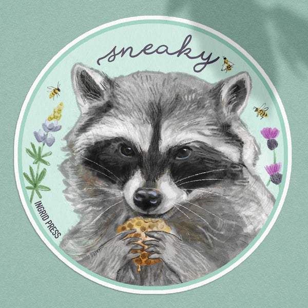 Sneaky Raccoon Die-Cut Sticker