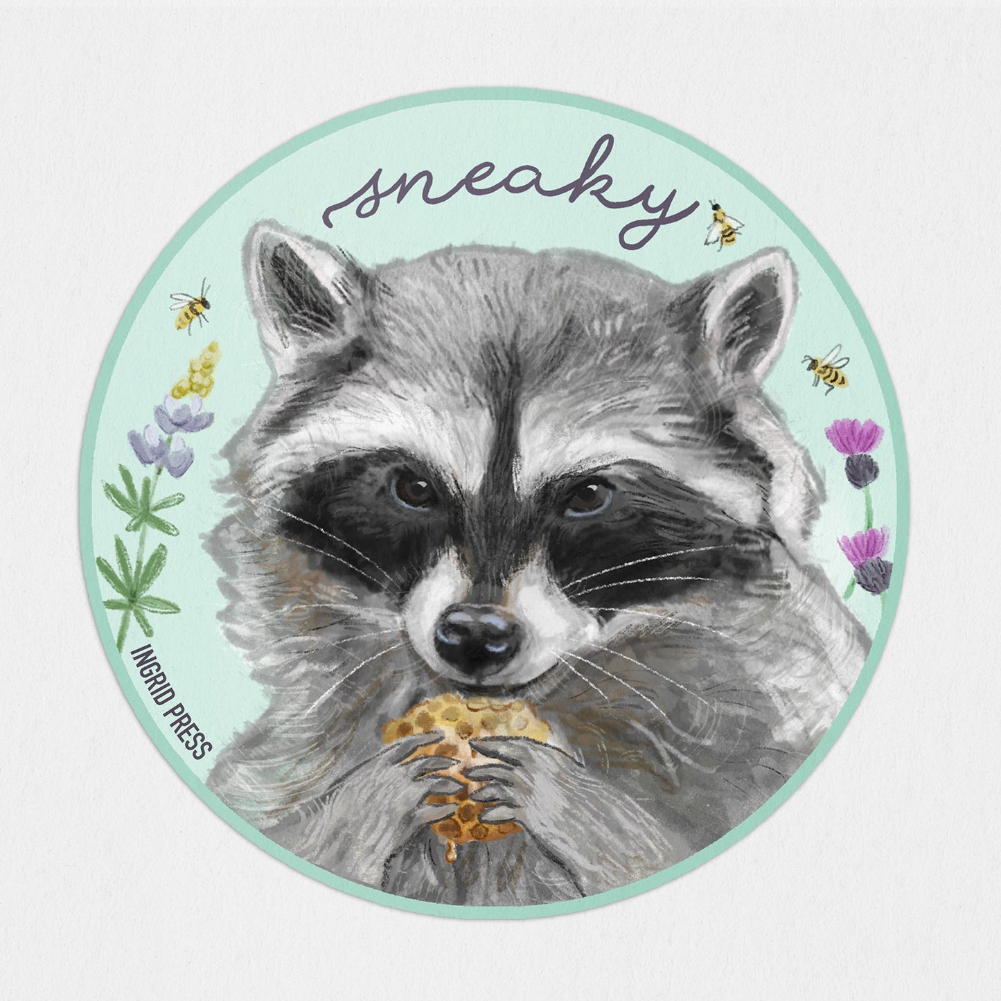 Sneaky Raccoon Die-Cut Sticker