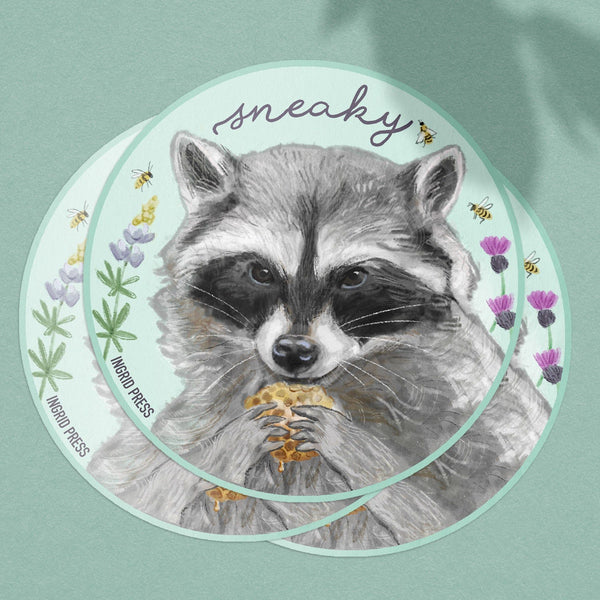 Sneaky Raccoon Die-Cut Sticker