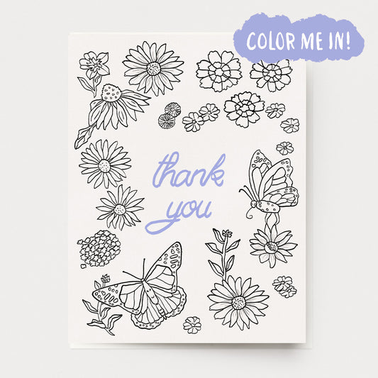 Thank You Wildflower Coloring Card