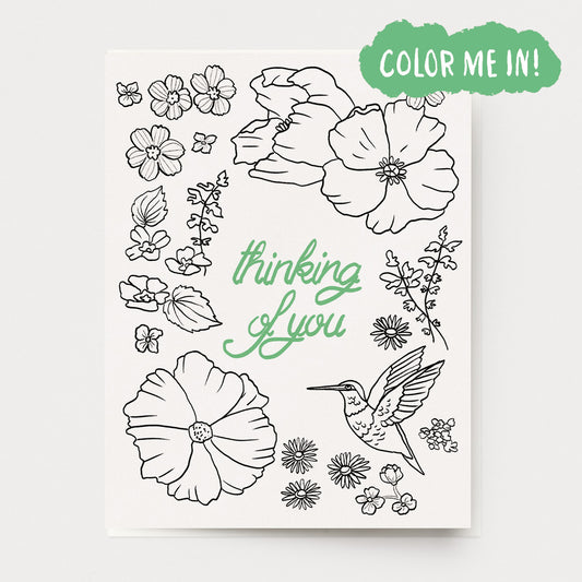 Thinking of You Wildflower Coloring Card