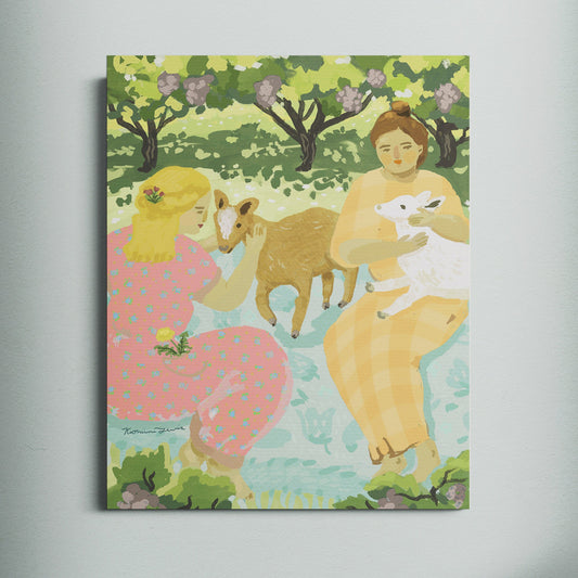Vineyard Goat Picnic Canvas Print