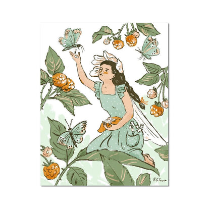Berries and Butterflies Paper Print