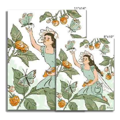 Berries and Butterflies Paper Print