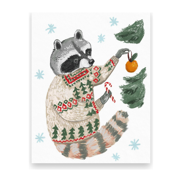 Holiday Raccoon 10 Postcards H-117-P