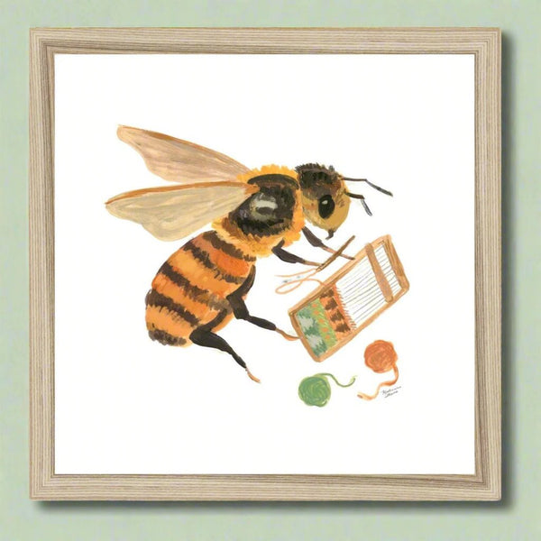 Weaving Bee Framed Illustration Print