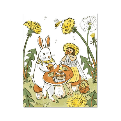 Rabbit Picnic Paper Print