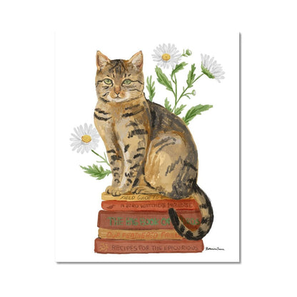 Daisy Book Cat Paper Print