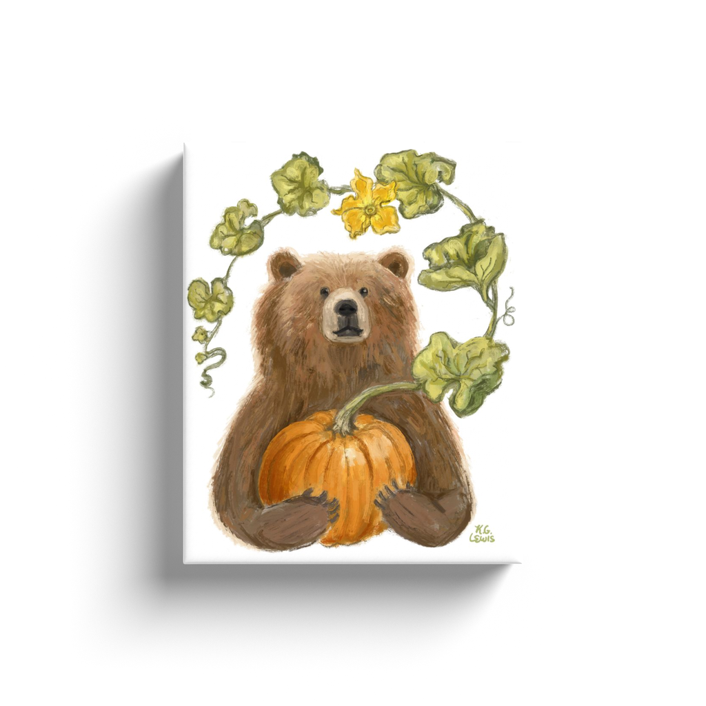 Bear's Pumpkin Mini Canvas 8x10