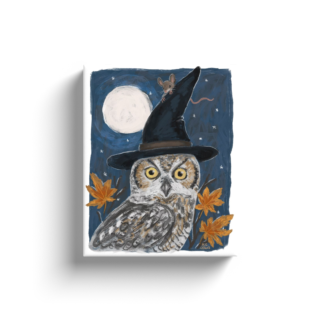 Owl and Mouse Mini Canvas 8x10