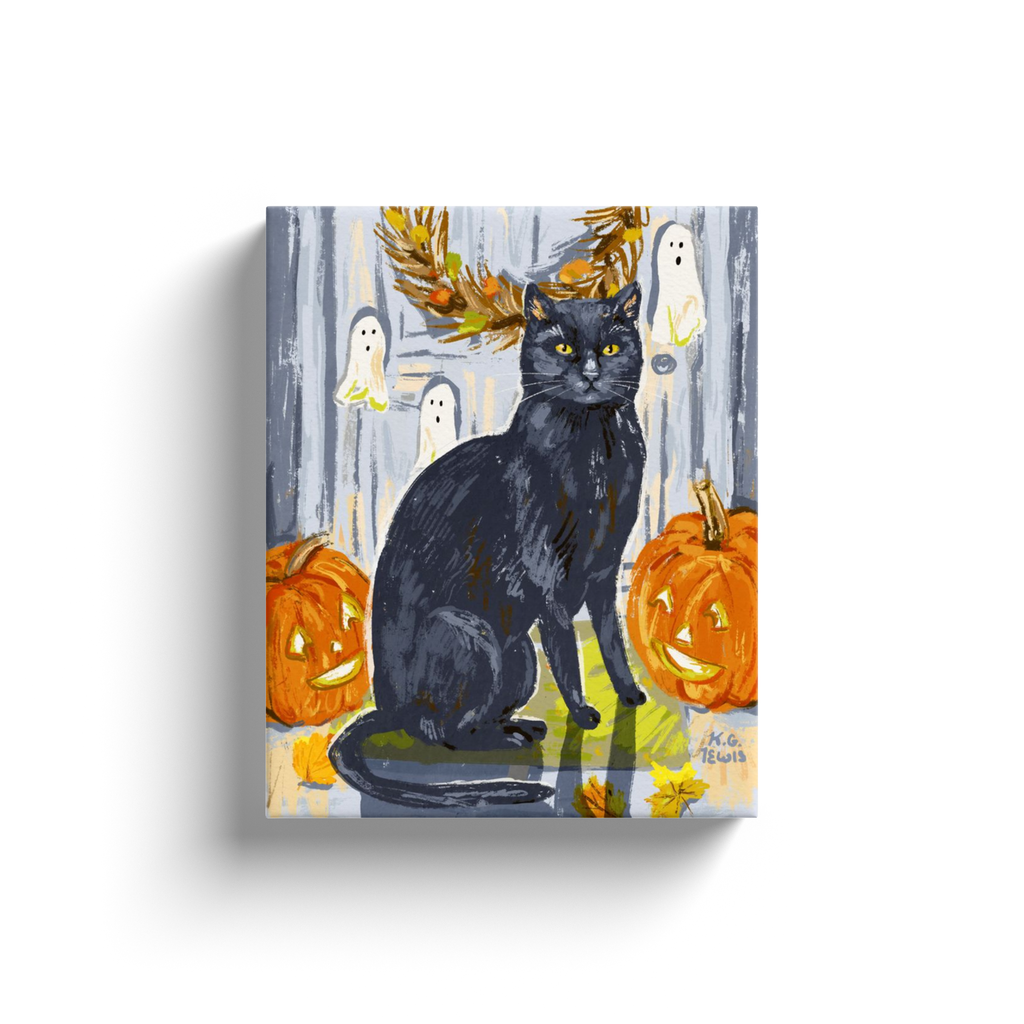 Halloween Door Cat Mini Canvas 8x10